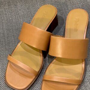 Madewell  Tan  Leather Sandals, block heel